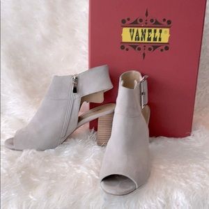 Suede open toe booties